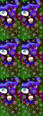 Raster illüstrasyonu. Anti-stres için soyut örnek sayfası. Yeşil ve mor renklerde.