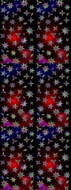 Çiçeksel fantezi tasarımı ve parlak bir arka plan çizimi. Düz Çiçek Elementleri Tasarımı. Renkli Bahar Teması çizim şablonu.