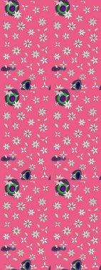 Varicolopink ve nötr raster çizimi. Küçük çiçekteki sevimli çiçek deseni. Birçok pembe ve nötr soyut çiçekli tropik çizim deseni.