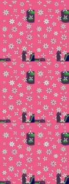 Millefleur 'lar. Küçük pembe ve nötr çiçeklerle oldukça eski bir besin torbası deseni. Tekstil, kumaş, kapaklar, duvar kağıtları, baskı, paket, koleksiyon defteri, örgü, dekupaj için çiçek arkaplanı..