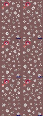 Kahverengi ve nötr renklerde çiçekler. Raster illüstrasyonunda çiçek deseni çizimi.