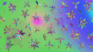 Çiçek desenli eskiz. Yeşil ve mavi renkte çiçekler. Tişört baskısı için çiçek boyama rasteriName.