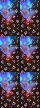 Yapraklı çizim şekli. Tekstil için figür. Poster ya da kapak için arka plan. Şirin, zarif çiçekler Raster illüstrasyonu. Davetiye ve kartpostal tasarımı için dekoratif çiçek unsurları.