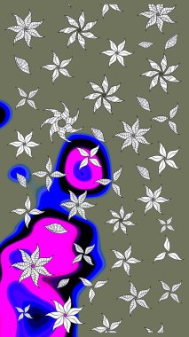 Raster illüstrasyonu. Çiçekli güzel suluboya desen. Yeşil ve mavi renklerde.