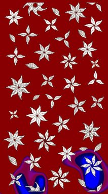 Küçük çiçekteki sevimli çiçek deseni. Kırmızı ve nötr renkte çiçekler.