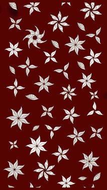 Raster illüstrasyonu. El çizimi çiçekli soyut çizim kalıbı. Kırmızı ve nötr renkte çiçekler.