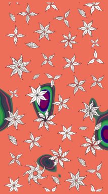 Doodle tarzı. Tekstil ve kapak tasarımı için mükemmel. Çiçekler turuncu ve nötr renklerde. Elle çizilmiş sonbahar çiçeği deseni. Renkli turuncu ve nötr çizim deseni.