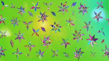 Soyut etnik raster çizim kalıbı. Arkaplan dokusu, duvar kağıdı, yeşil ve mavi renkli çiçek teması. Kabile sanatı boho baskısı, klasik çiçek arkaplanı.