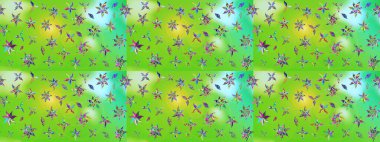 Yeşil ve nötr renklerde. Raster illüstrasyonu. Güzel kumaş deseni. Raster illüstrasyonunda çiçek deseni çizimi.