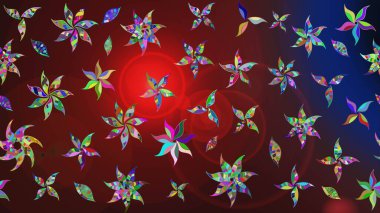 Kahverengi ve kırmızı renkte çiçekler. Bahar mevsimi. Raster güzel bir çiçek deseni çizmiş. Tatil havası. Nazik romantik baskı.