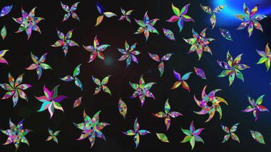 Raster illüstrasyonu. Gri ve mavi renklerde. Çiçekli güzel suluboya desen.