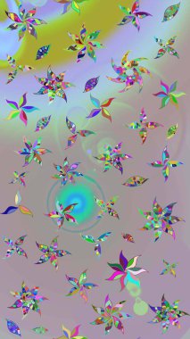 Tarafsız ve gri renklere karalamalar çizilmiş çiçek deseni. Raster illüstrasyonu.