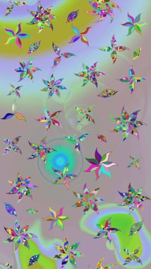 Tarafsız ve gri renklerde çiçekler. Sevimli çiçek raster deseni. Düz Çiçek Elementleri Tasarımı. Renkli Bahar Teması çizim şablonu.