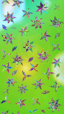 Vadinin çiçekleri yeşil ve nötr renklerde. Çiçeksel çizim kalıbının çizimi.