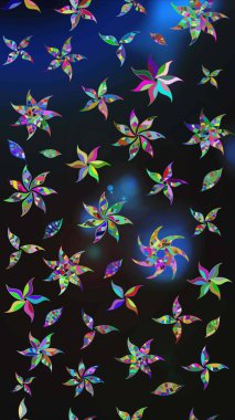 Renkli Bahar Teması eskiz kalıbı. Raster illüstrasyonu. Düz Çiçek Elementleri Tasarımı. Gri ve mavi renkte zarif çiçekler, suluboya..