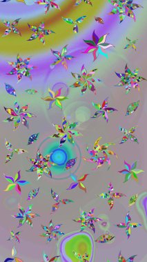 Düz Çiçek Elementleri Tasarımı. Karalama çiçeği. Güzel kumaş deseni. Renkli Bahar Teması eskiz kalıbı. Raster illüstrasyonu. Zentangle soyut çiçekleri.