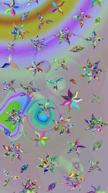 Küçük çiçekli yay deseni çiz. Suluboya stilinde gri ve nötr renklerde. Raster illüstrasyonu.