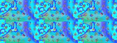 Güzel kumaş deseni. Raster Illustrasyon 'daki Çiçek Deseni' nin son moda çizimi. Renkli Yaz Temalı eskiz kalıbı. Düz Çiçek Elementleri Tasarımı.