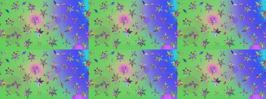 Raster illüstrasyonundaki çiçek desenli çizim. Renkli Bahar Teması eskiz kalıbı. Süslü kumaş deseni. Düz Çiçek Elementleri Tasarımı.