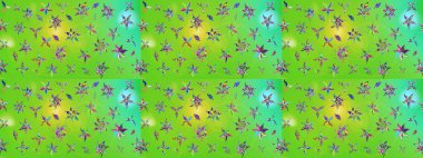 Soyut etnik raster çizim kalıbı. Arkaplan dokusu, duvar kağıdı, yeşil ve mavi renkli çiçek teması. Kabile sanatı boho baskısı, klasik çiçek arkaplanı.