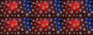 Eskiz geçmişi. Kumaş, tekstil, duvar kağıdı baskısı için. Renkli desenli eskiz deseni, kahverengi ve kırmızı çiçekler ve dekoratif elementler. Eski usul. Raster illüstrasyonu.