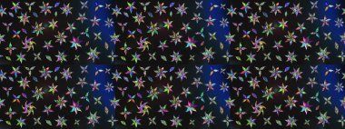 Tropik çiçek desenleri. Raster illüstrasyonu. Gri ve mavi renkte çiçekler.