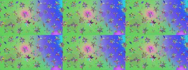 Raster illüstrasyonundaki çiçek desenli çizim. Renkli Bahar Teması eskiz kalıbı. Süslü kumaş deseni. Düz Çiçek Elementleri Tasarımı.