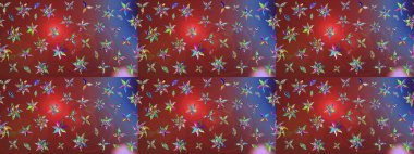 Varicolobrown ve Red Raster çizimi. Bir sürü kahverengi ve kırmızı soyut çiçekli tropik eskiz deseni. Küçük çiçekte sevimli çiçek deseni var..