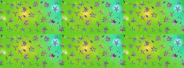 Soyut etnik raster çizim kalıbı. Arkaplan dokusu, duvar kağıdı, yeşil ve mavi renkli çiçek teması. Kabile sanatı boho baskısı, klasik çiçek arkaplanı.