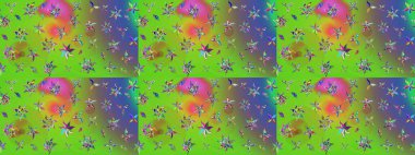 El çizimi, soyut ve süslü elementler. Yaz çiçekleri teması. Klasik çiçekler. Yeşil ve mor renkler. Suluboya resim taklit Raster illüstrasyonu.