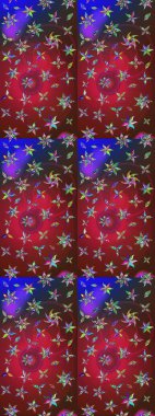 Düz Çiçek Elementleri Tasarımı. Renkli Bahar Teması eskiz kalıbı. Raster illüstrasyonundaki çiçek desenli çizim. Kırmızı ve kahverengi renkte çiçekler.