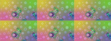 Çiçek duvar kâğıdı. Çiçek arkaplan. Raster illüstrasyonu. Renkli çizim kalıbı. Yeşil ve nötr renklerde şirin tekstil.