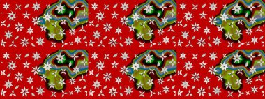 Sevimli çiçek raster deseni. Renkli Bahar Teması eskiz kalıbı. Kırmızı ve nötr renklerde çiçekler. Düz Çiçek Elementleri Tasarımı.