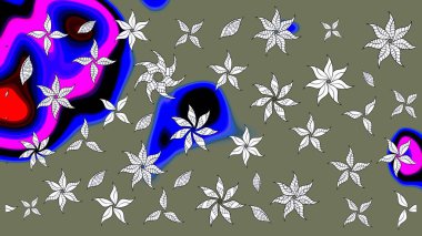 Elle çizilmiş sonbahar çiçeği deseni. Renkli yeşil ve mavi çizim kalıpları. Tekstil ve kapak tasarımı için mükemmel. Doodle tarzı. Yeşil ve mavi renkte çiçekler.