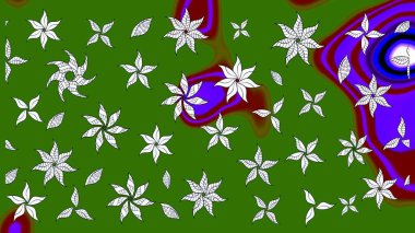 Şirin karalamalı çiçek desenli çizim. Raster illüstrasyonu. El yapımı çiçek ve bitki koleksiyonu. Eskiz stili yeşil ve nötr renklerde. Raster illüstrasyonu.