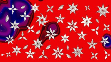 Suluboya çiçekli çiçek deseni. Kırmızı ve nötr renklerde güzel bir tekstil. Raster illüstrasyonu.