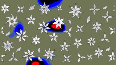 Yeşil ve nötr renklerde. Soyut çiçek çizim kalıbı arka planı. Raster illüstrasyonu. Küçük çiçekteki sevimli çiçek deseni. Raster deseni.