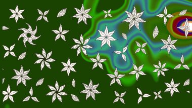 Raster Yumuşak kumaş deseni. Çiçek yeşili ve nötr çizim deseni. Klasik taslak çizimi. Raster çiçek izi..