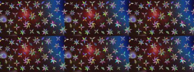 Çiçek desenli eskiz. Kahverengi ve mavi renkli çiçekler. Tişört baskısı için çiçek boyama rasteriName.