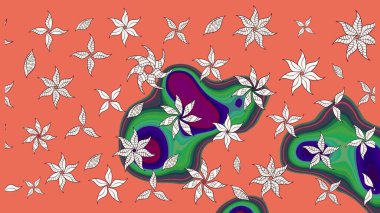 Çiçekler turuncu ve nötr renklerde. Raster illüstrasyonunda çiçek deseni çizimi.