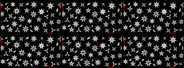 Siyah ve nötr renklerde çiçekler. Çiçekli karalama şeklinde Raster çiçek deseni. Yumuşak, bahar çiçekli arka plan.