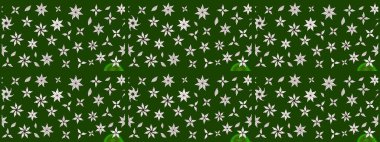 Raster illüstrasyonu. Çiçek desenli çizim. Asya tekstil tarzında. Yeşil ve nötr renklerde çiçekler. Raster illüstrasyonu.