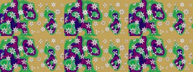 Raster. Sarı ve yeşil renkli güzel çiçekli çizim deseni, suluboya çiçek deseni, duvar kağıdı, kart veya kumaş için fayanslı..