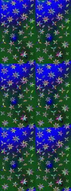 Yeşil ve mavi renkli etnik çiçekli zarif eskiz deseni. Raster Çiçek İllüstrasyonu güzel tekstil..