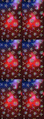 Şirin çiçekli eskiz deseni ve kahverengi ve kırmızı renklerde yapraklar, suluboya çiçek deseni, duvar kağıdı, kart ya da kumaş için fayanslı. Raster illüstrasyonu.