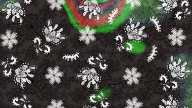 Parlak renkli fantezi çiçekleri, yapraklar, gri ve kahverengi renkli tomurcuklar, gri ve kahverengi. Suluboya el çizimi elementli çiçek çizimi deseni.