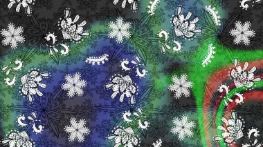 Tekstil için suluboya eskiz deseni. Şirin çiçekli, desenli, gri ve yeşil renkli renkli bir eskiz. El çizimi çiçek çizimi deseni (fayans)).