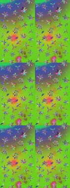 Renkli Bahar Teması eskiz kalıbı. Çiçek deseni. Raster güzel kumaş deseni çiziyor. Düz Çiçek Elementleri Tasarımı.