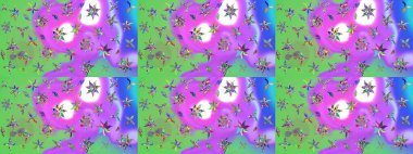 Zarif, parlak ve eskiz menekşe ve yeşil çiçek desenli tasarım. Sabıka baskıları, bebek kıyafetleri, duvar kâğıtları, paket kutuları vb..