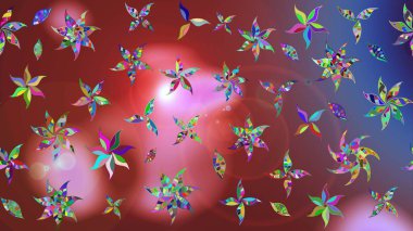 Suluboya tarzında kahverengi ve kırmızı renklerde. Raster illüstrasyonu. Küçük çiçekli bahar deseni çiz.